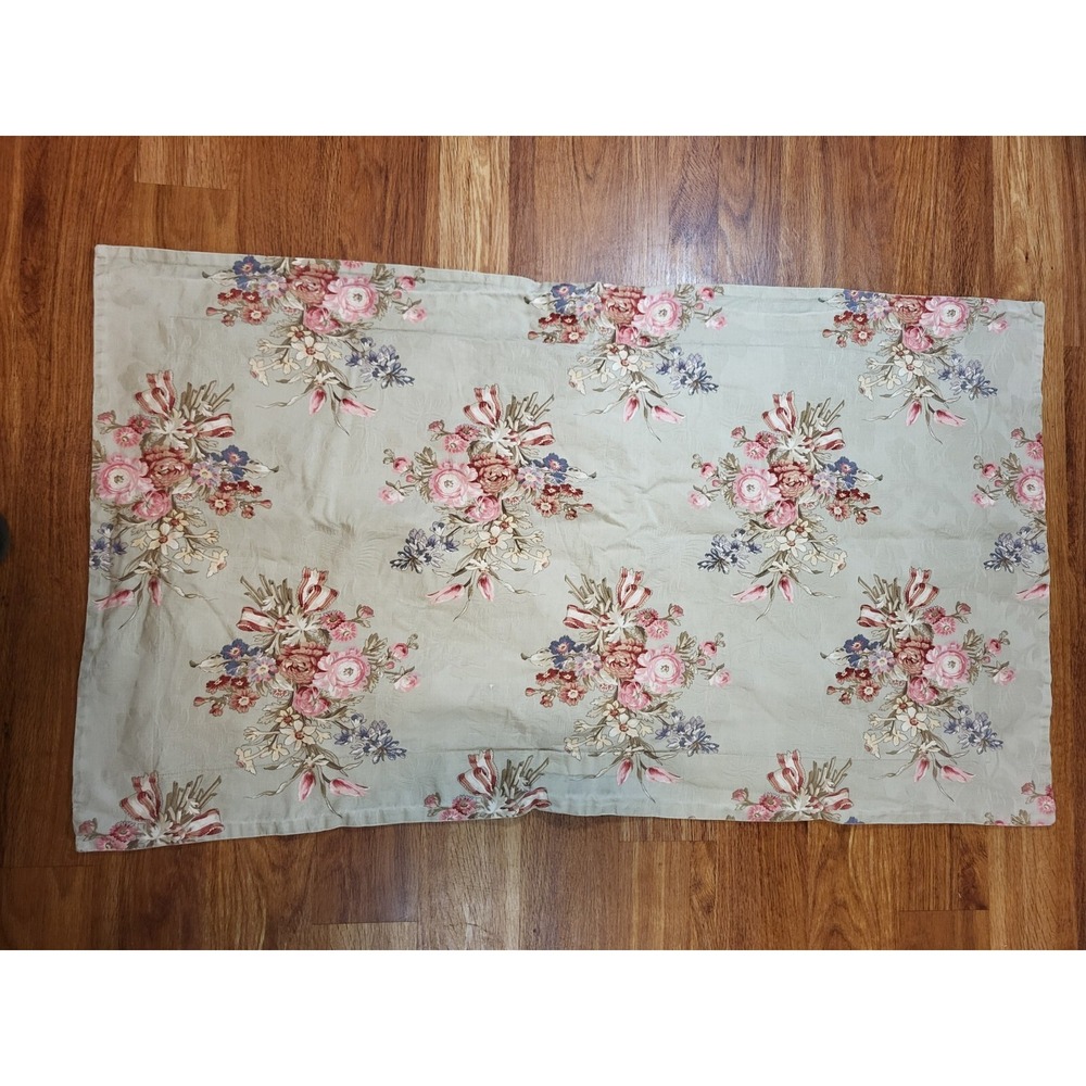 Pair 2 Peacock Alley COTTON‎ Floral Pillow Shams Green VGC King Size